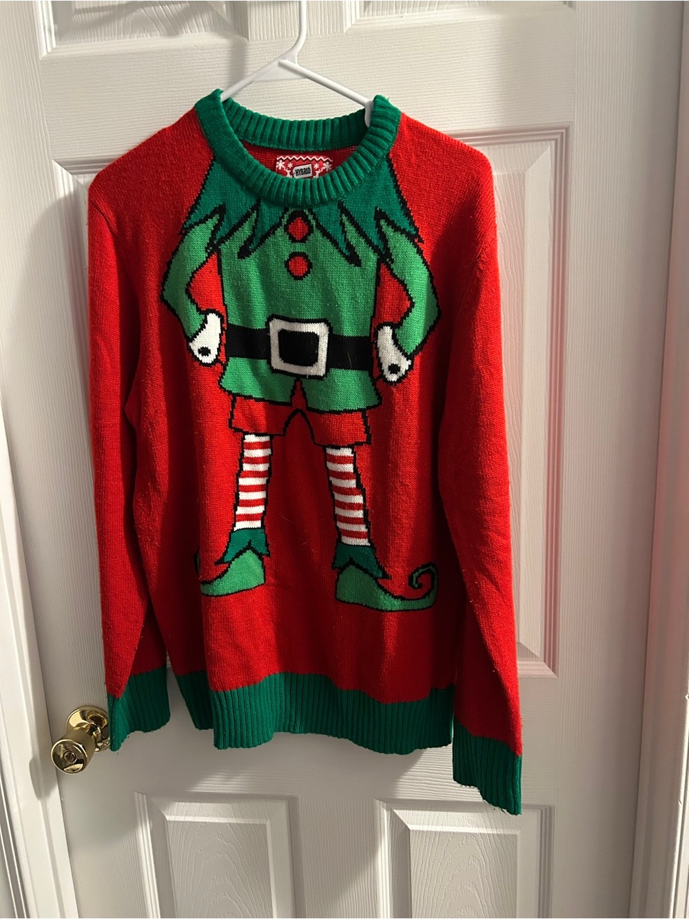 Hybrid & company Red and Green Elf Crewneck Sweater